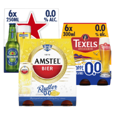 Alle soorten O.O% van
Heineken, Amstel, Brand,
Affligem, Apple Bandit of Texels